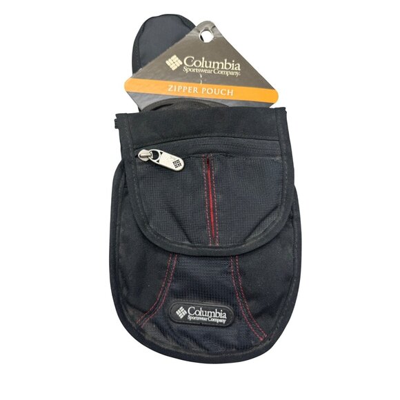 Columbia Sportswear Zipper Pouch Black & Red Nylon Travel & Outdoor Bag READ NEW - Picture 1 of 7